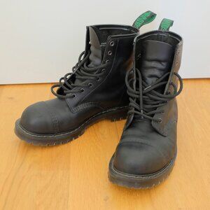 Solovair Greasy Black 8 Eye Steel Toe Derby Boots